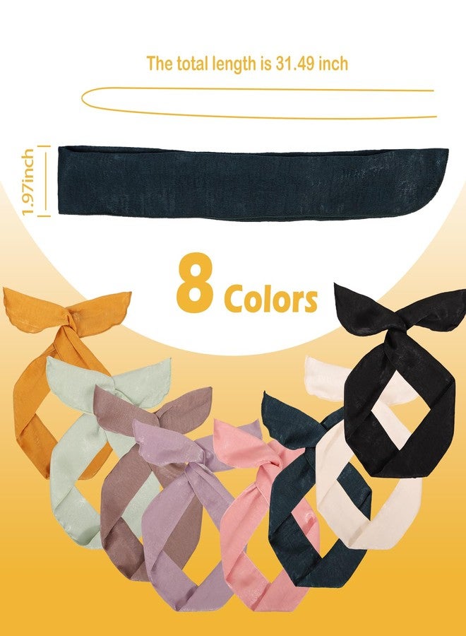 ONEYE Wire Headbands for Women Solid Color Wired Hair Wraps Twist Bow Headband Wire Bandana Cute Wired Bunny Ears Headbands Headwraps Hairs Bands Hairs Holder Hair Accessories for Ladies with 8PCS - Image 4